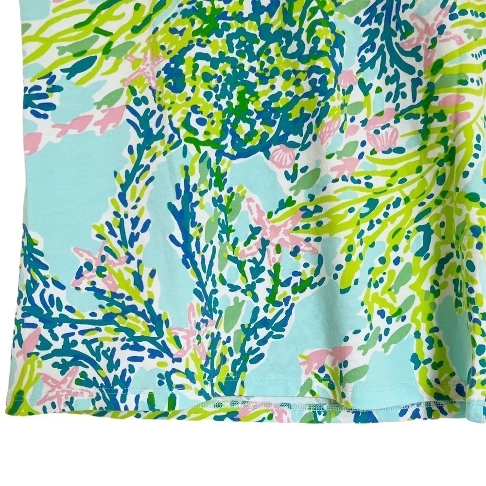 LILLY PULITZER V Neck Coral Reef Print Top Size XXS in Light Blue, Pink, Yellow - Picture 4 of 11